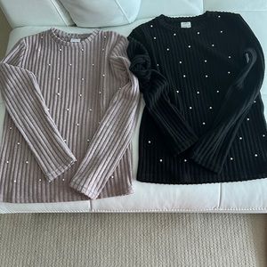 Zara Girls Ribbed Knit Pearl Studded Sweaters Bundle